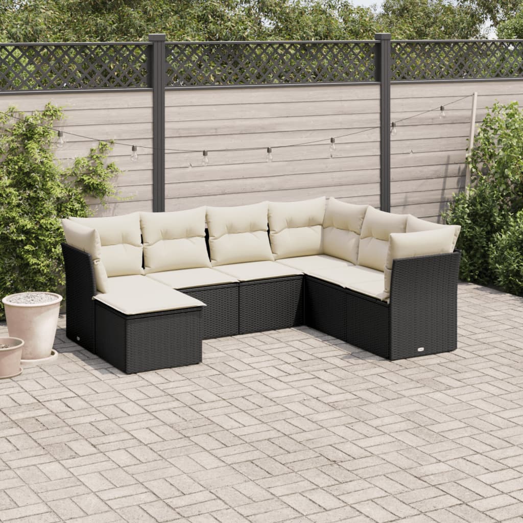 8721012965874_m_en_hd_1 vidaXL 7 Piece Garden Sofa Set with Cushions Black Poly Rattan - Image 1