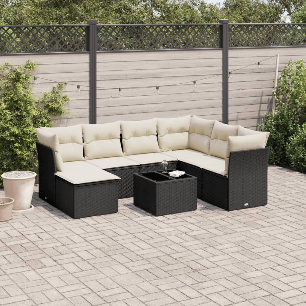 8721012965973_m_en_hd_1 vidaXL 8 Piece Garden Sofa Set with Cushions Black Poly Rattan - Image 1