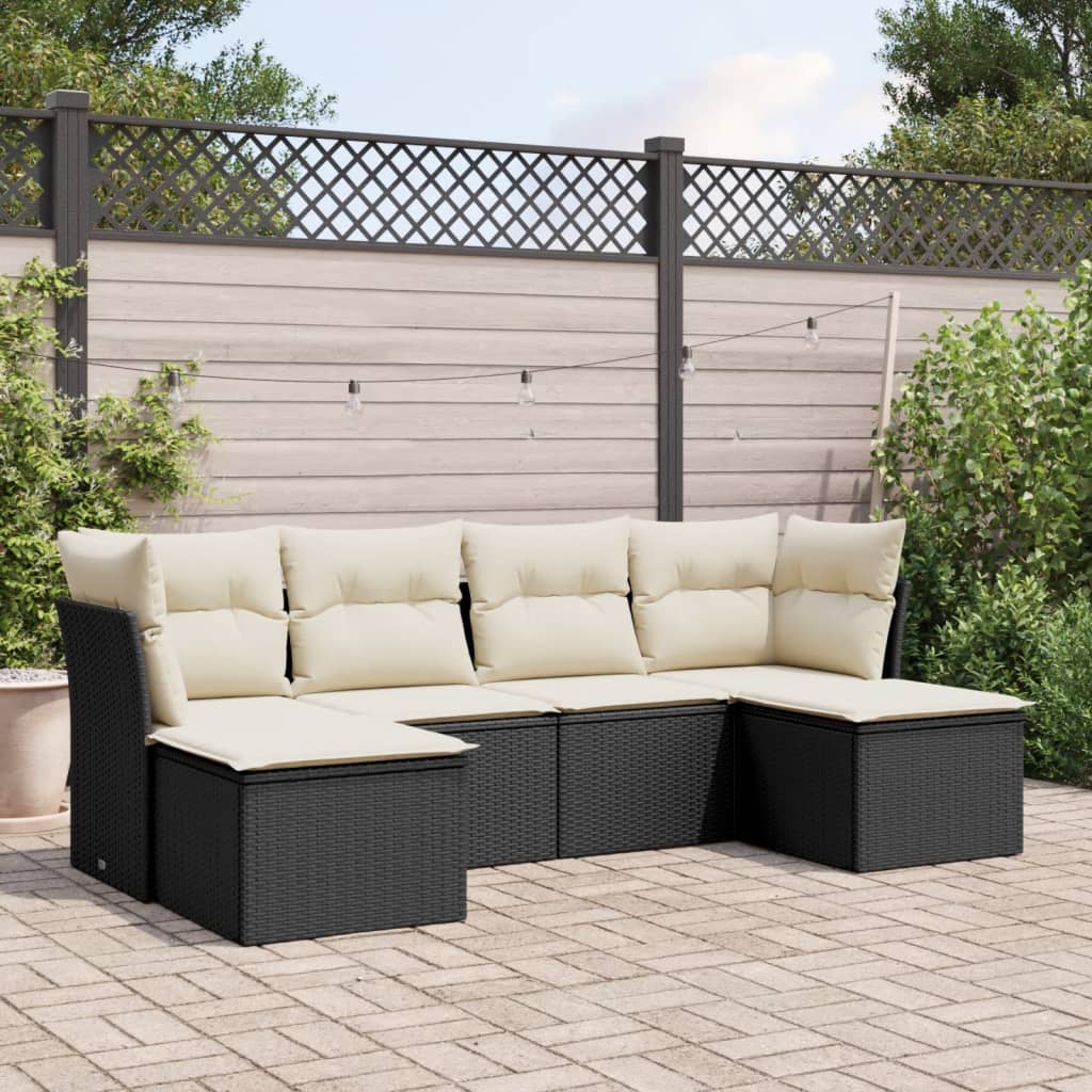 8721012966079_m_en_hd_1 vidaXL 6 Piece Garden Sofa Set with Cushions Black Poly Rattan - Image 1