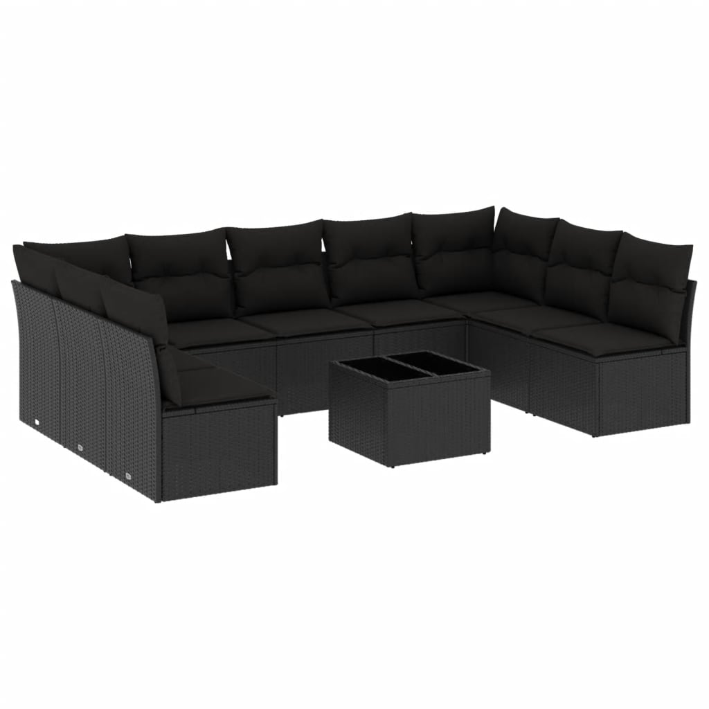 8721012966765_a_en_hd_1 vidaXL 10 Piece Garden Sofa Set with Cushions Black Poly Rattan - Image 2