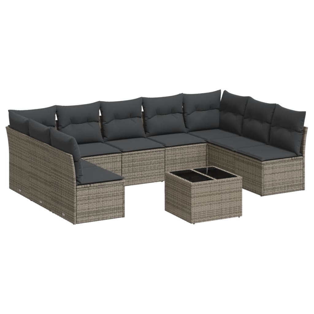 8721012966819_a_en_hd_1 vidaXL 10 Piece Garden Sofa Set with Cushions Grey Poly Rattan - Image 2