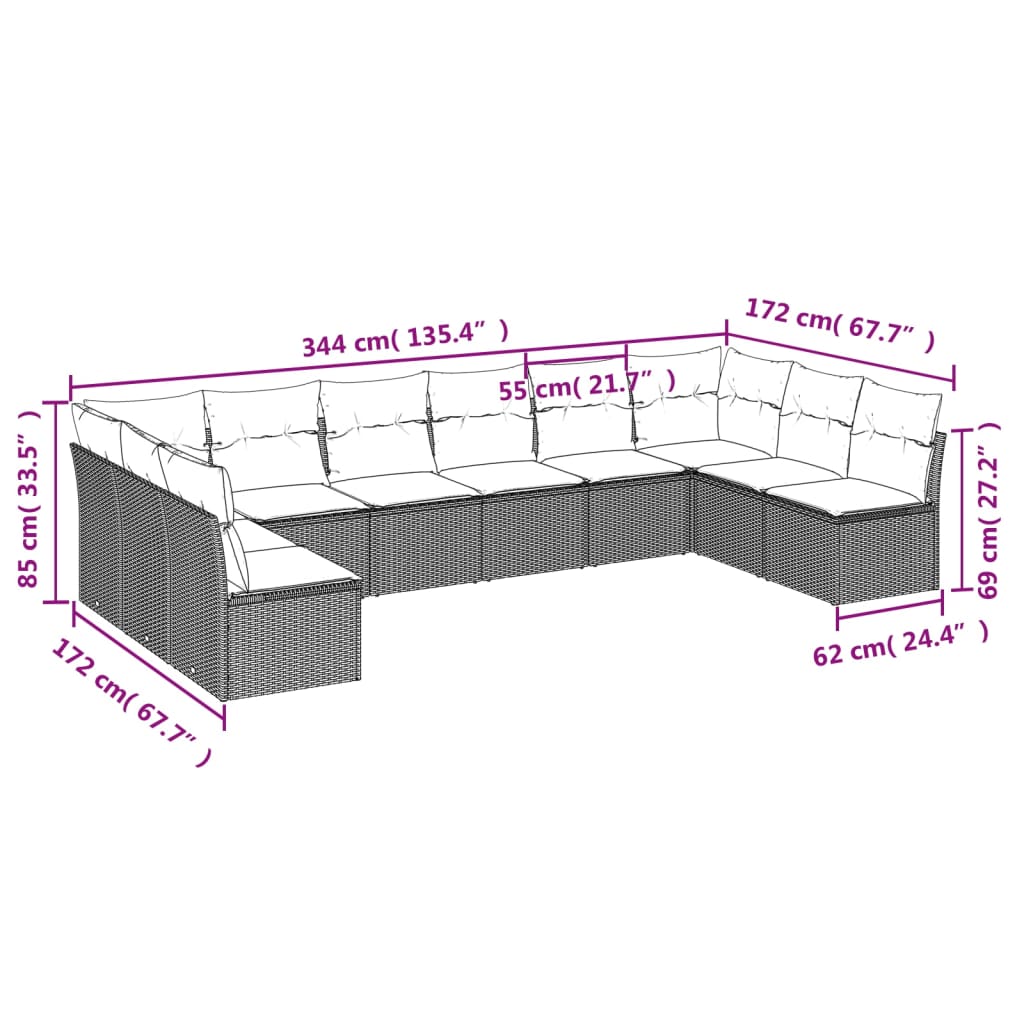 8721012966864_g_en_hd_1 vidaXL 10 Piece Garden Sofa Set with Cushions Black Poly Rattan - Image 3