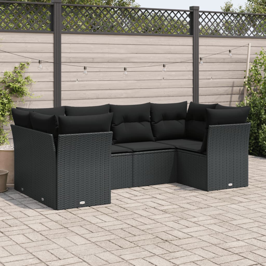 8721012967069_m_en_hd_1 vidaXL 6 Piece Garden Sofa Set with Cushions Black Poly Rattan - Image 1
