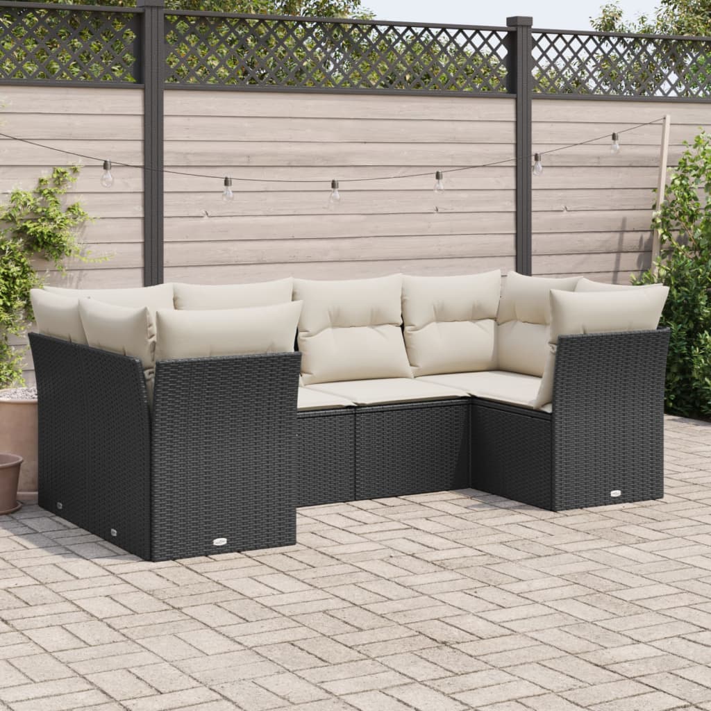 8721012967076_m_en_hd_1 vidaXL 6 Piece Garden Sofa Set with Cushions Black Poly Rattan - Image 1