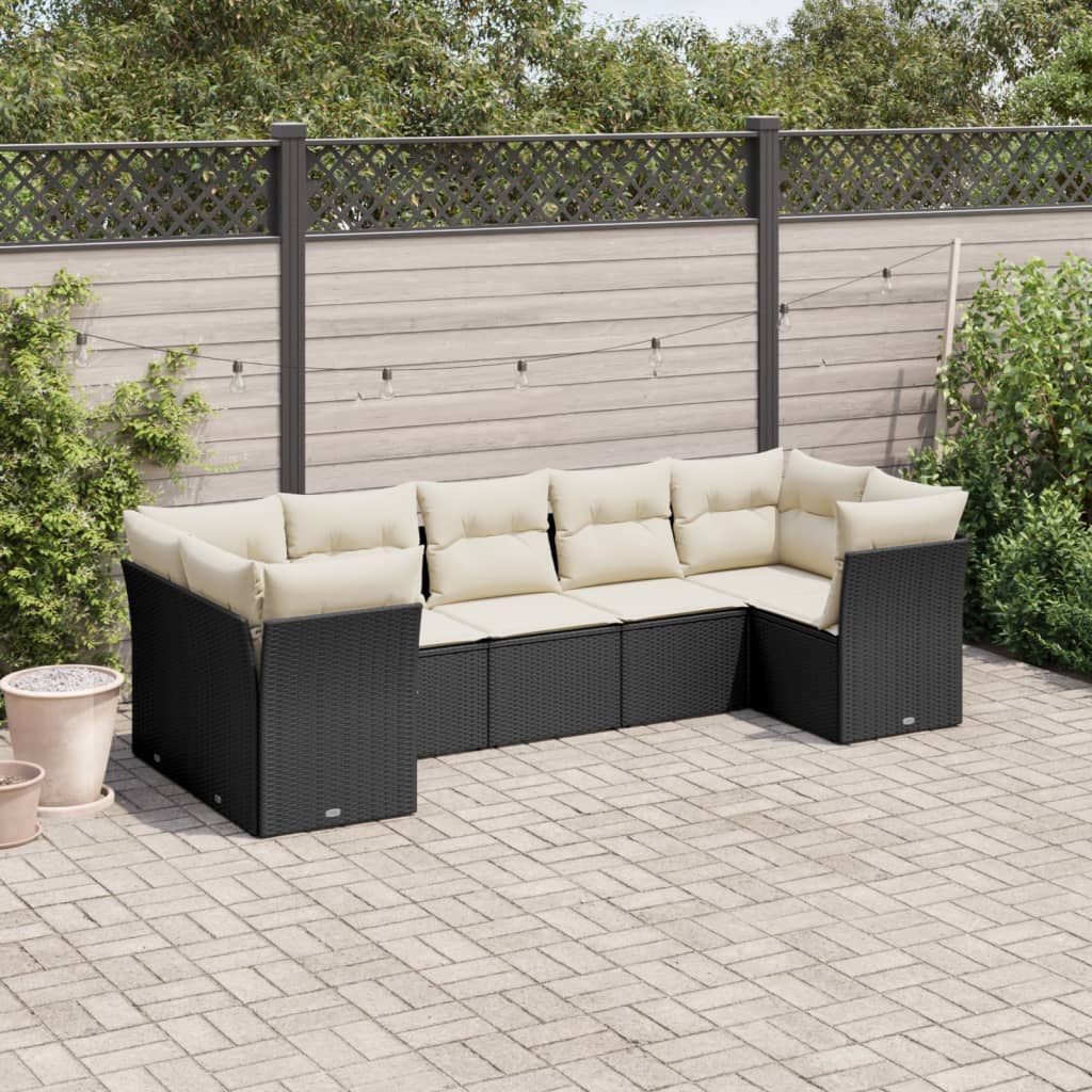 8721012967175_m_en_hd_1 vidaXL 7 Piece Garden Sofa Set with Cushions Black Poly Rattan - Image 1