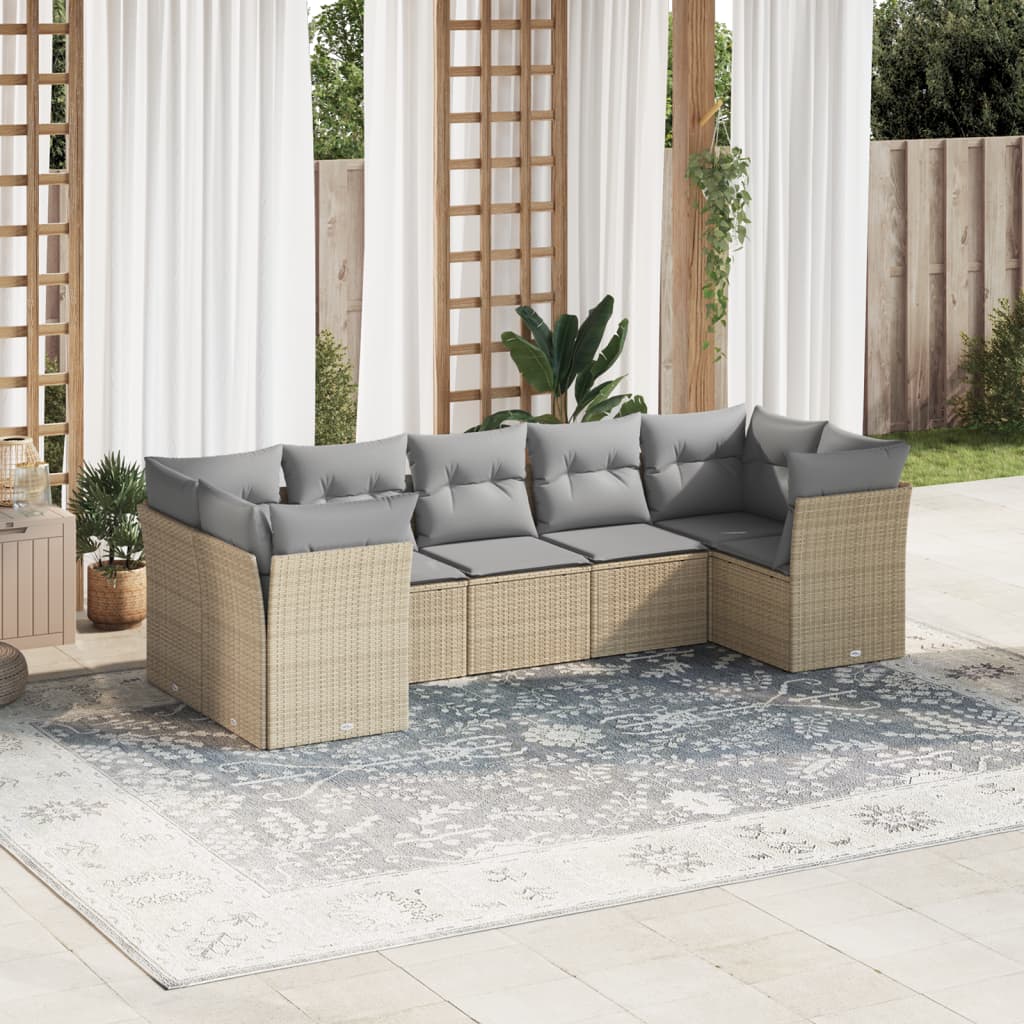 8721012967205_m_en_hd_1 vidaXL 7 Piece Garden Sofa Set with Cushions Beige Poly Rattan - Image 1