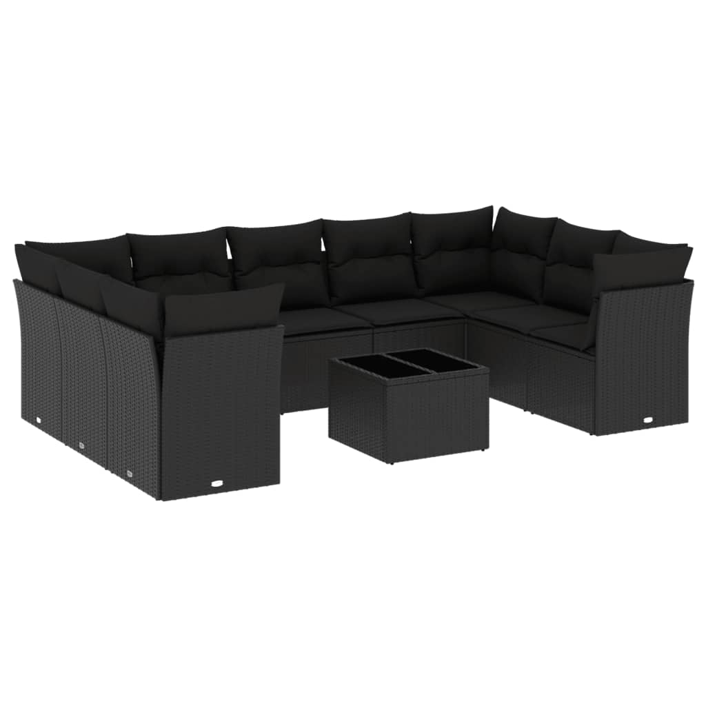 8721012967366_a_en_hd_1 vidaXL 10 Piece Garden Sofa Set with Cushions Black Poly Rattan - Image 2