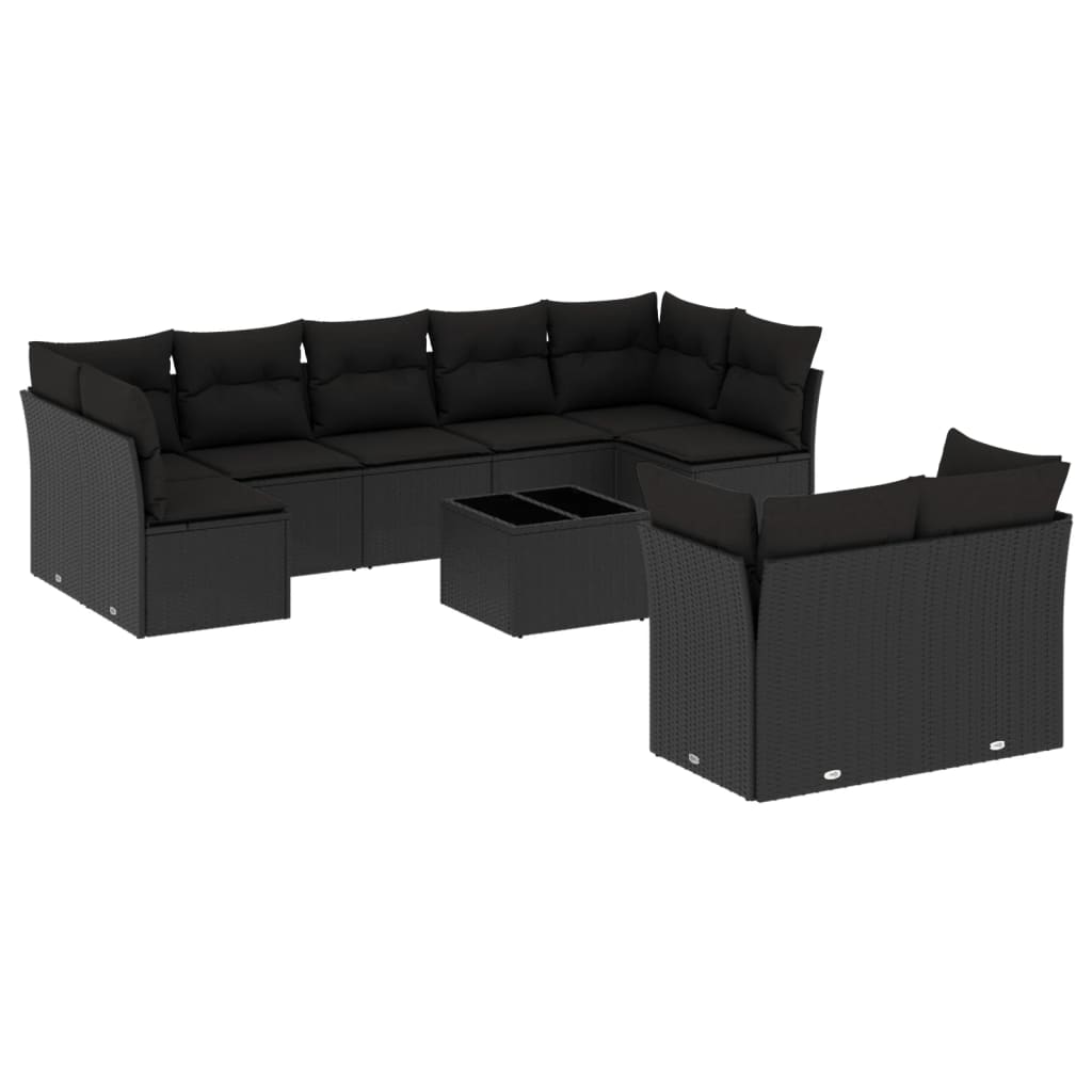 8721012967564_a_en_hd_1 vidaXL 10 Piece Garden Sofa Set with Cushions Black Poly Rattan - Image 2