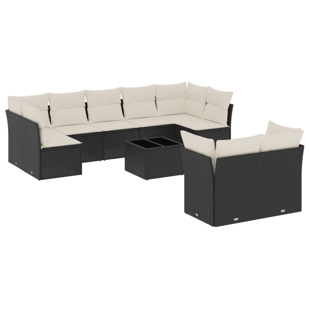 8721012967571_a_en_hd_1 vidaXL 10 Piece Garden Sofa Set with Cushions Black Poly Rattan - Image 2