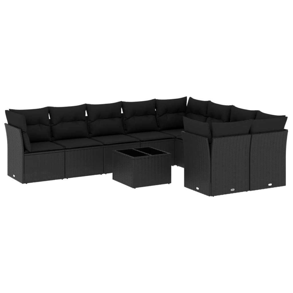 8721012967762_a_en_hd_1 vidaXL 10 Piece Garden Sofa Set with Cushions Black Poly Rattan - Image 2