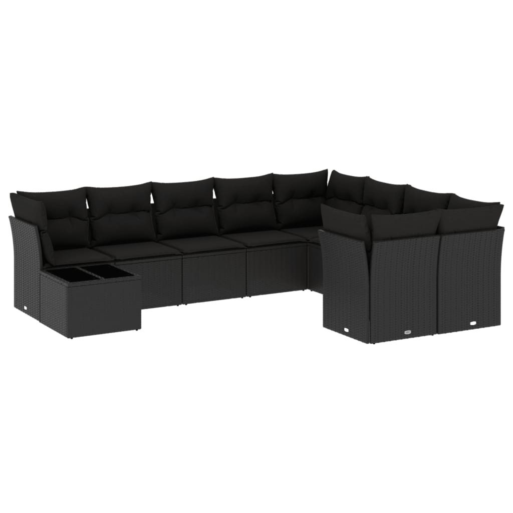 8721012967861_a_en_hd_1 vidaXL 10 Piece Garden Sofa Set with Cushions Black Poly Rattan - Image 2