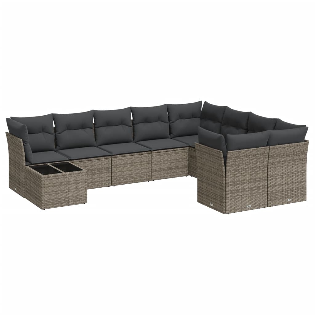8721012967915_a_en_hd_1 vidaXL 10 Piece Garden Sofa Set with Cushions Grey Poly Rattan - Image 2