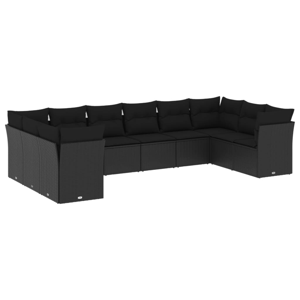 8721012967960_a_en_hd_1 vidaXL 10 Piece Garden Sofa Set with Cushions Black Poly Rattan - Image 2