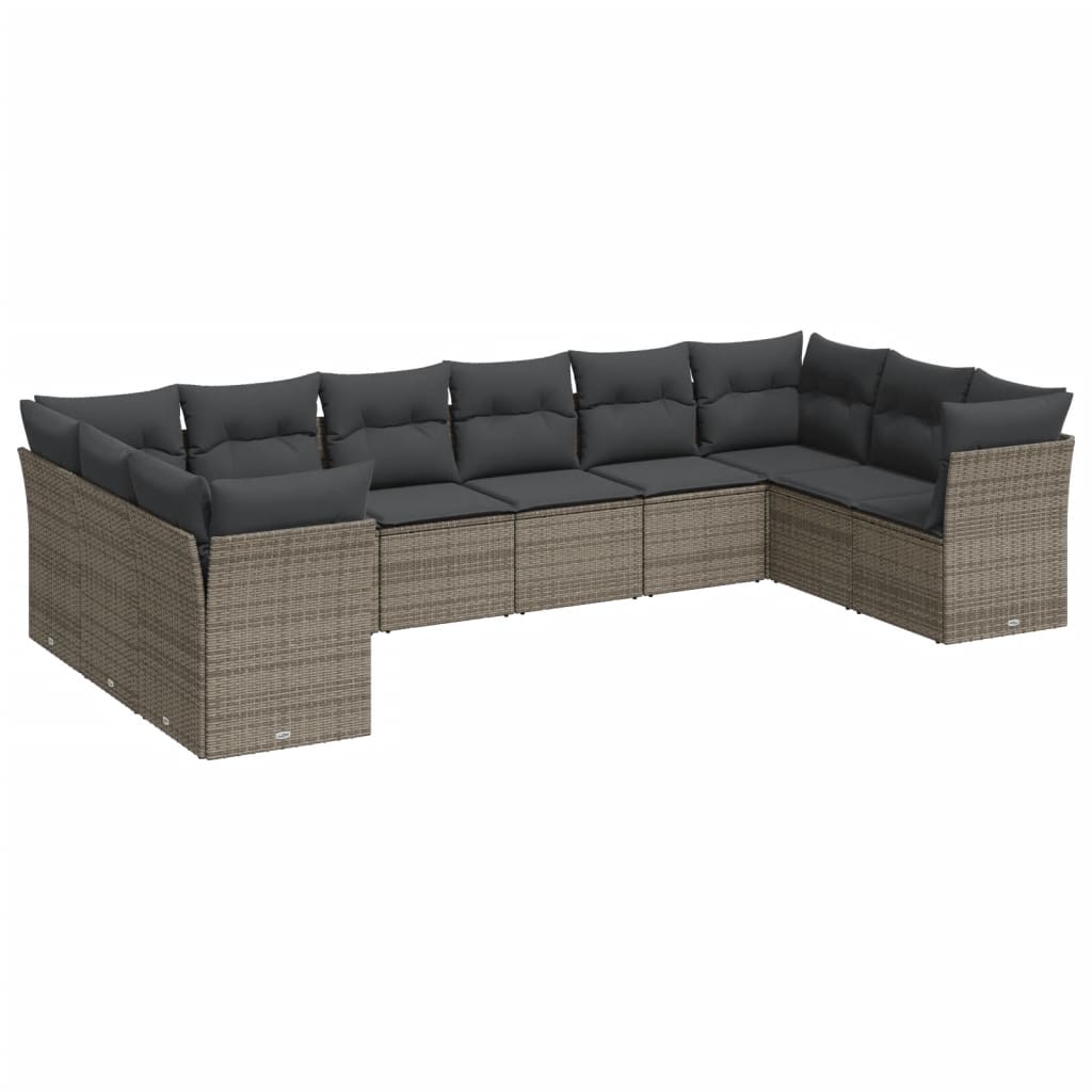 8721012968011_a_en_hd_1 vidaXL 10 Piece Garden Sofa Set with Cushions Grey Poly Rattan - Image 2