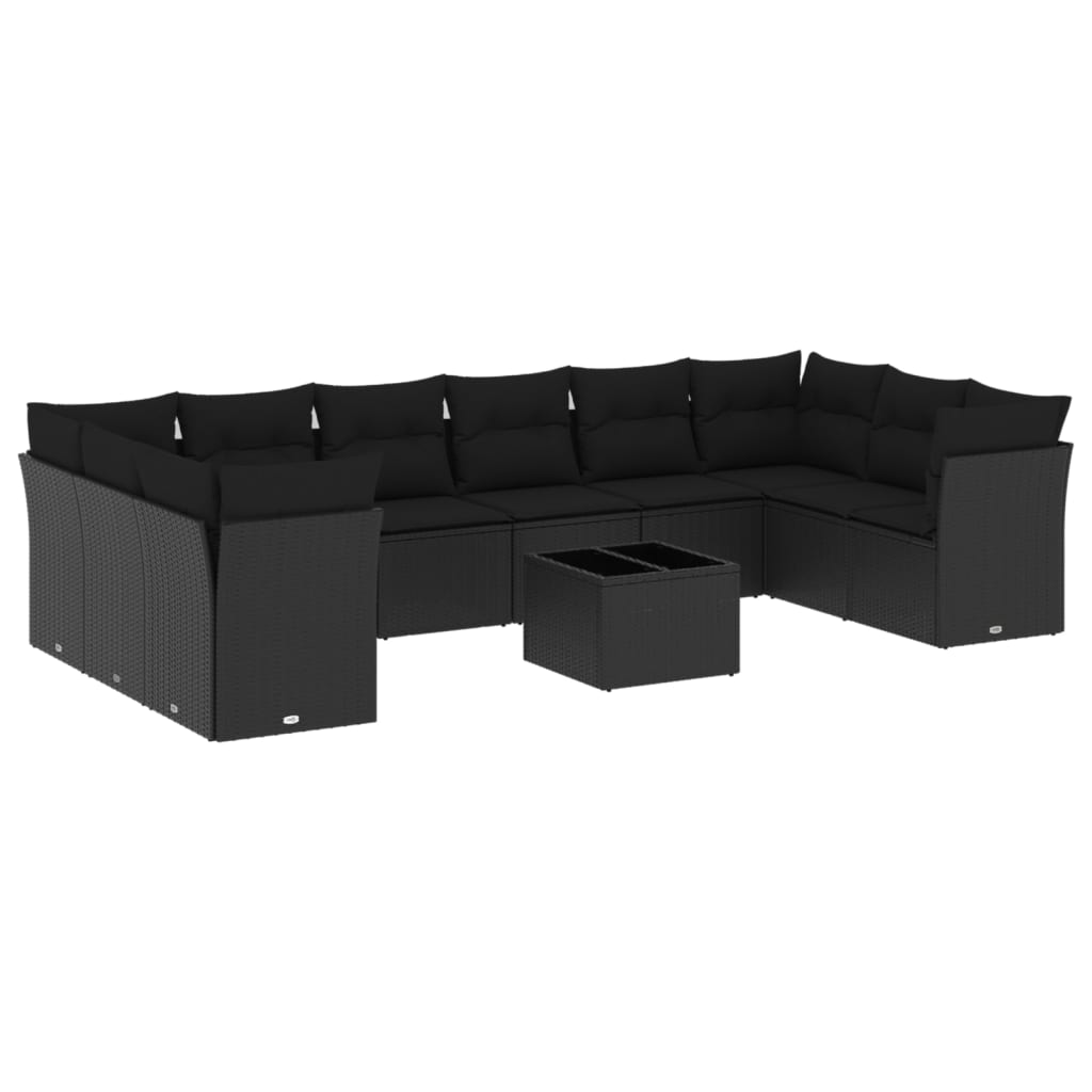 8721012968066_a_en_hd_1 vidaXL 11 Piece Garden Sofa Set with Cushions Black Poly Rattan - Image 2