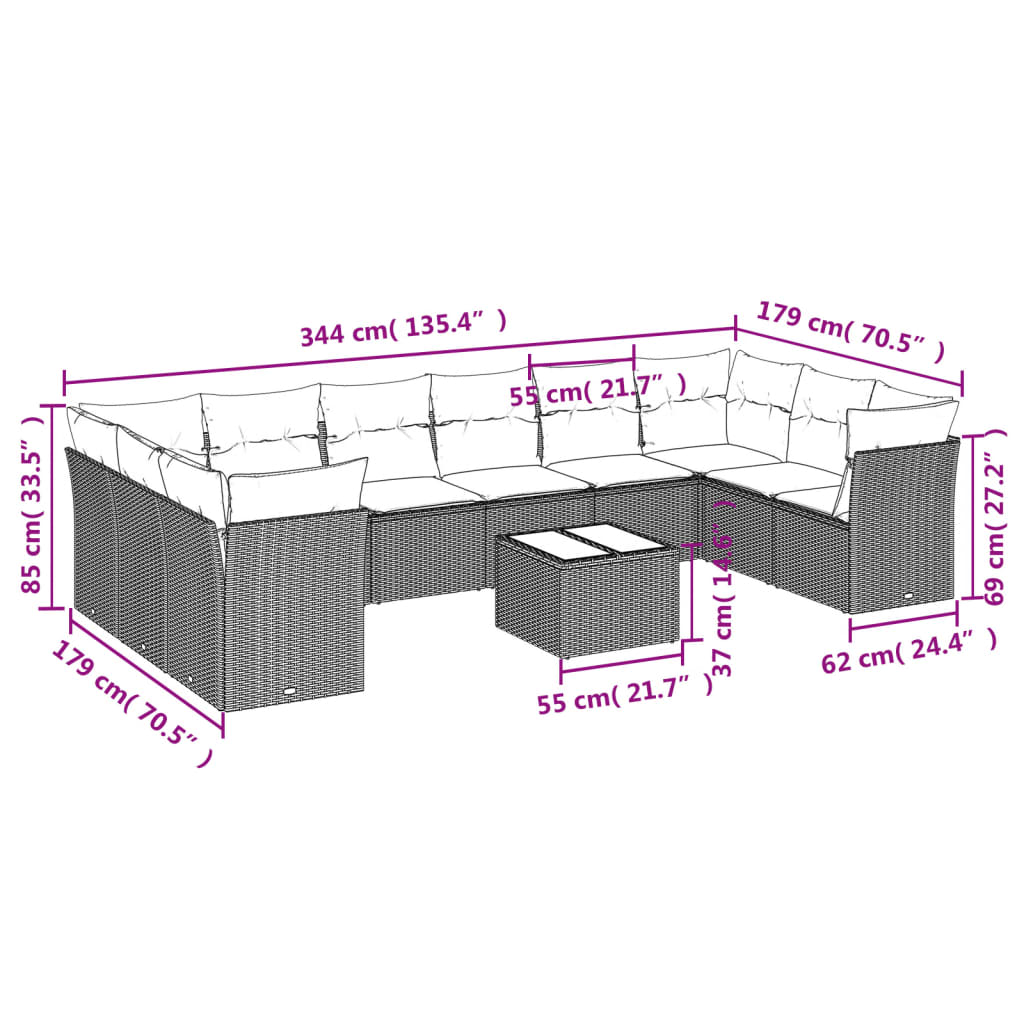 8721012968066_g_en_hd_1 vidaXL 11 Piece Garden Sofa Set with Cushions Black Poly Rattan - Image 3