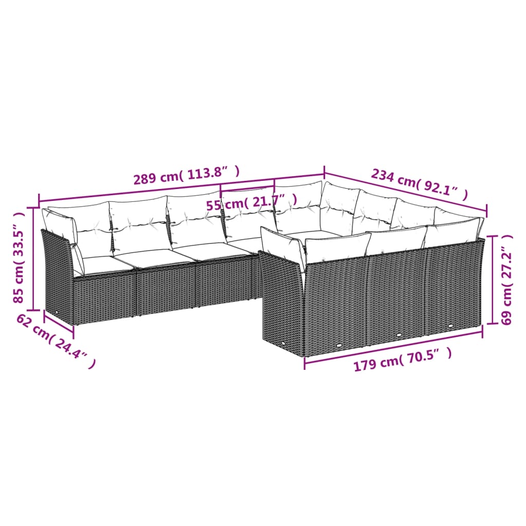 8721012968172_g_en_hd_4 vidaXL 10 Piece Garden Sofa Set with Cushions Black Poly Rattan - Image 6