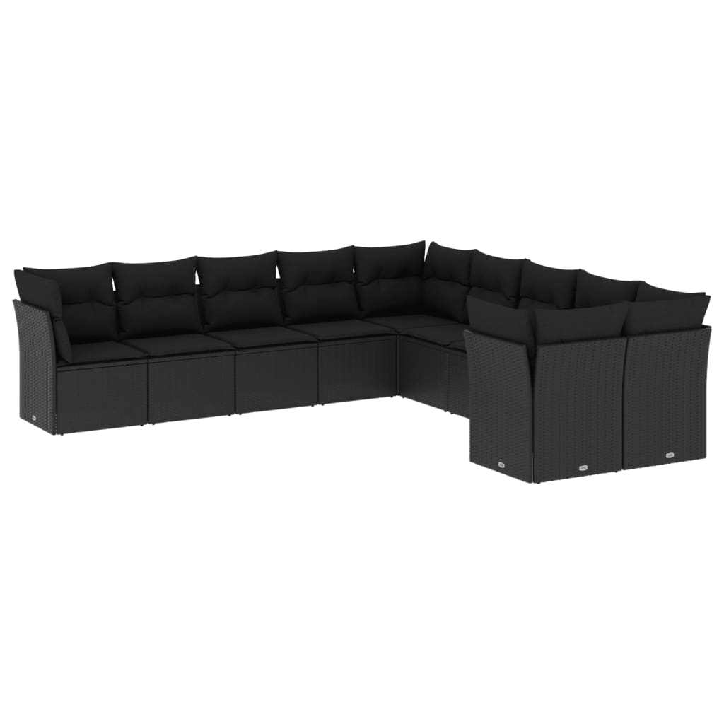 8721012968363_a_en_hd_1 vidaXL 10 Piece Garden Sofa Set with Cushions Black Poly Rattan - Image 2