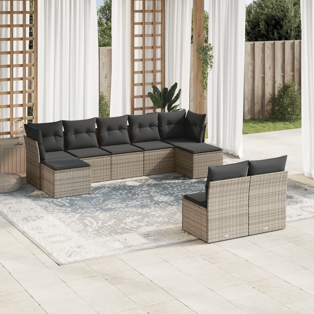 8721012968714_m_en_hd_1 vidaXL 9 Piece Garden Sofa Set with Cushions Grey Poly Rattan - Image 1