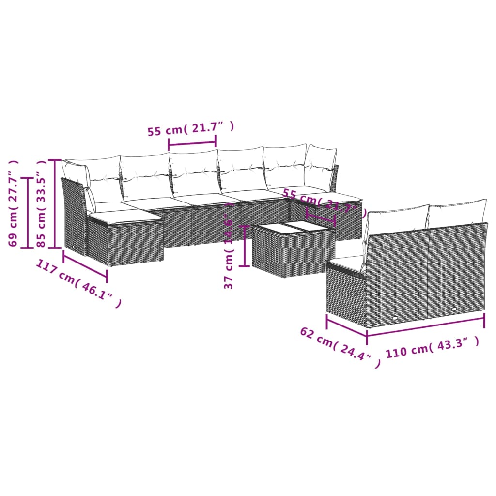 8721012968776_g_en_hd_6 vidaXL 10 Piece Garden Sofa Set with Cushions Black Poly Rattan - Image 8
