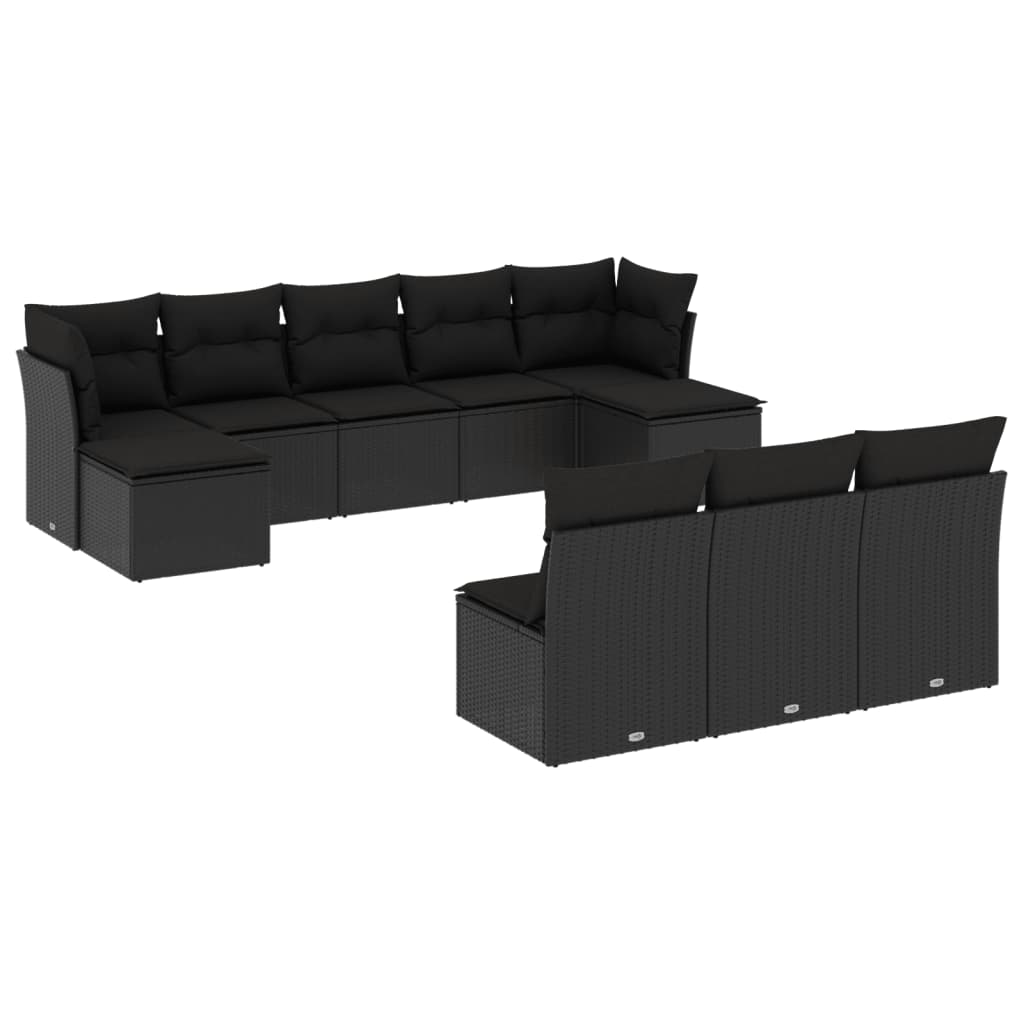 8721012968868_a_en_hd_1 vidaXL 10 Piece Garden Sofa Set with Cushions Black Poly Rattan - Image 2