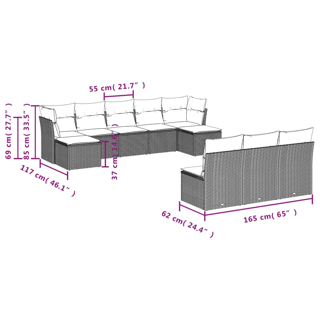 8721012968868_g_en_hd_1 vidaXL 10 Piece Garden Sofa Set with Cushions Black Poly Rattan - Image 3