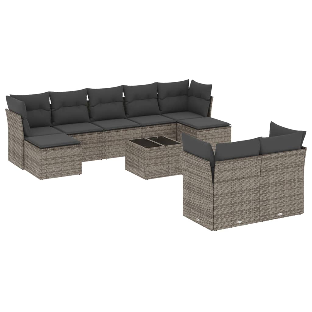 8721012969216_a_en_hd_1 vidaXL 10 Piece Garden Sofa Set with Cushions Grey Poly Rattan - Image 2