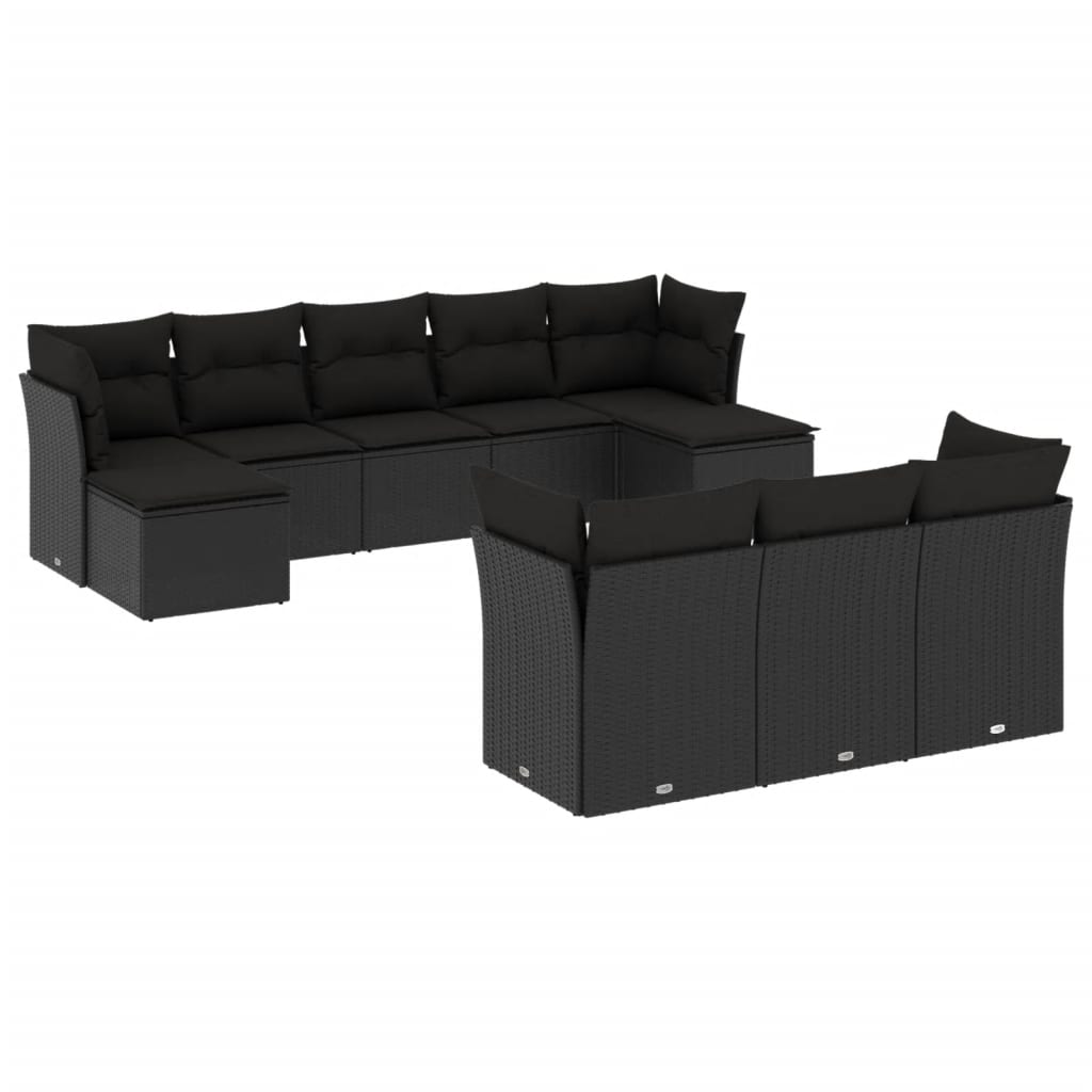 8721012969261_a_en_hd_1 vidaXL 10 Piece Garden Sofa Set with Cushions Black Poly Rattan - Image 2