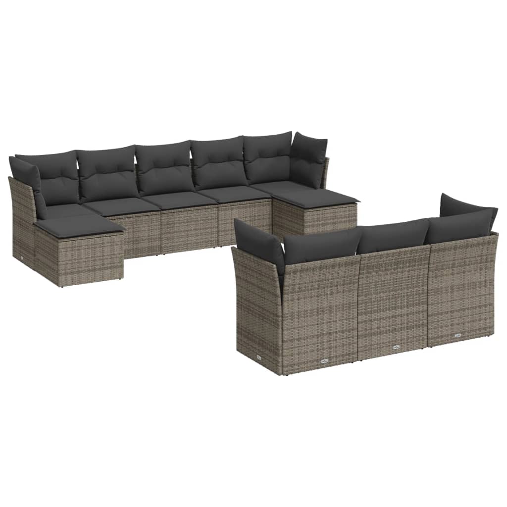 8721012969315_a_en_hd_1 vidaXL 10 Piece Garden Sofa Set with Cushions Grey Poly Rattan - Image 2