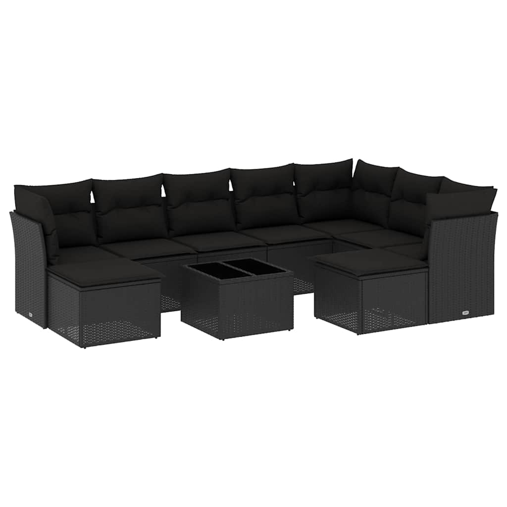 8721012971769_a_en_hd_1 vidaXL 10 Piece Garden Sofa Set with Cushions Black Poly Rattan - Image 2