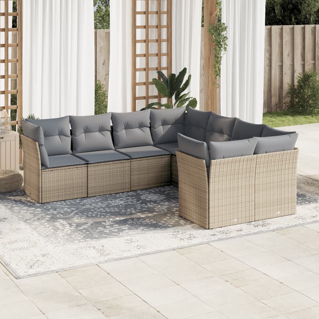 8721012971905_m_en_hd_1 vidaXL 8 Piece Garden Sofa Set with Cushions Beige Poly Rattan - Image 1