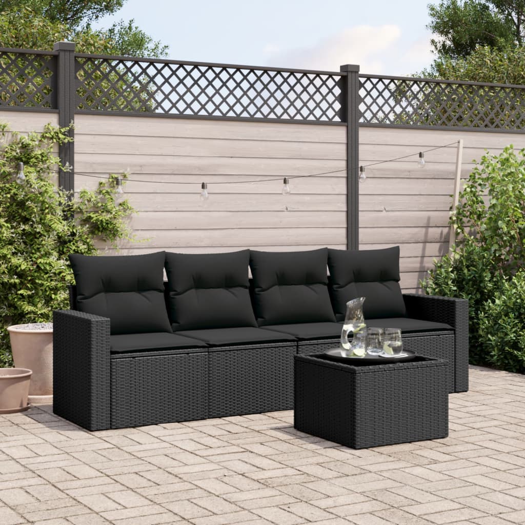 8721012972766_m_en_hd_1 vidaXL 5 Piece Garden Sofa Set with Cushions Black Poly Rattan - Image 1