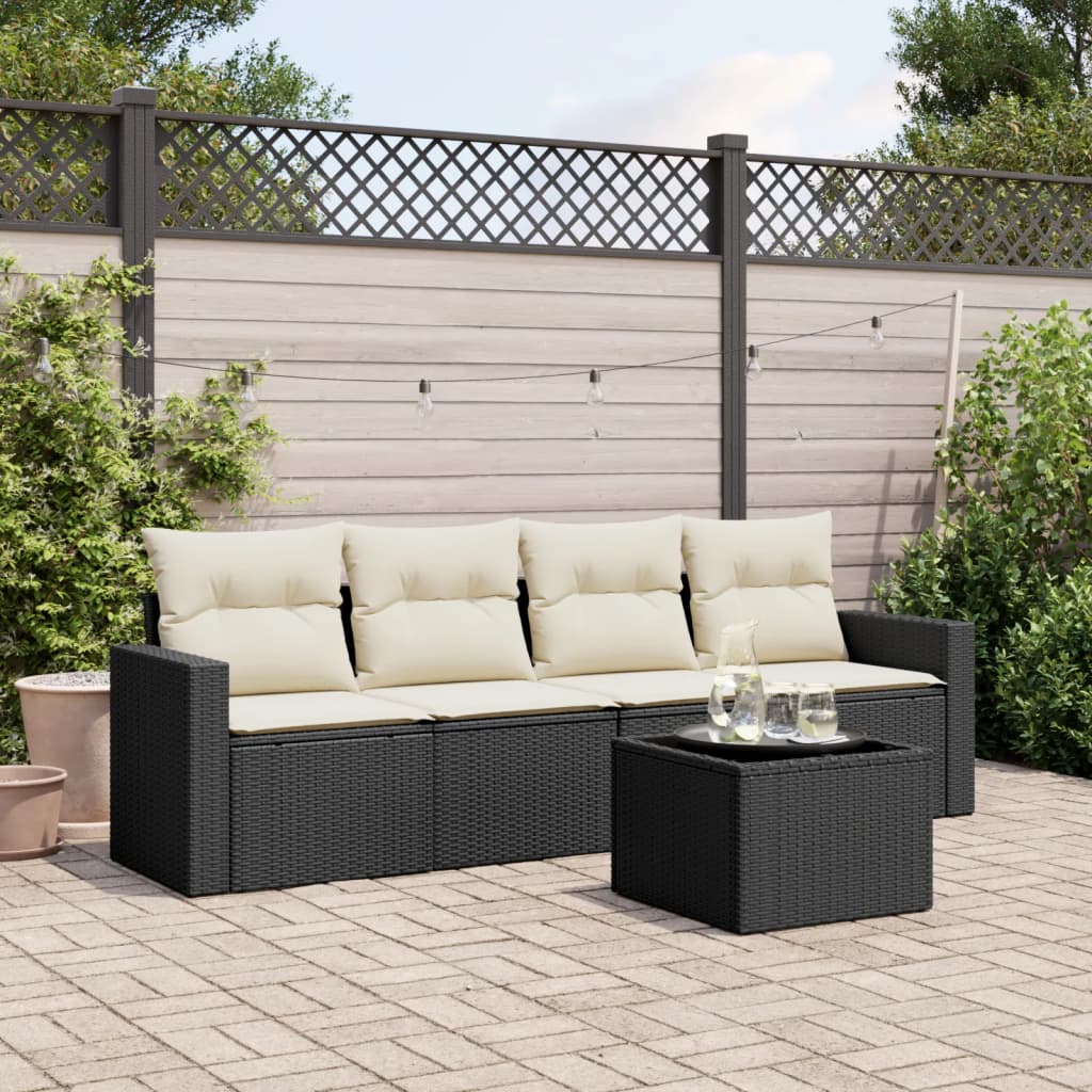 8721012972773_m_en_hd_1 vidaXL 5 Piece Garden Sofa Set with Cushions Black Poly Rattan - Image 1