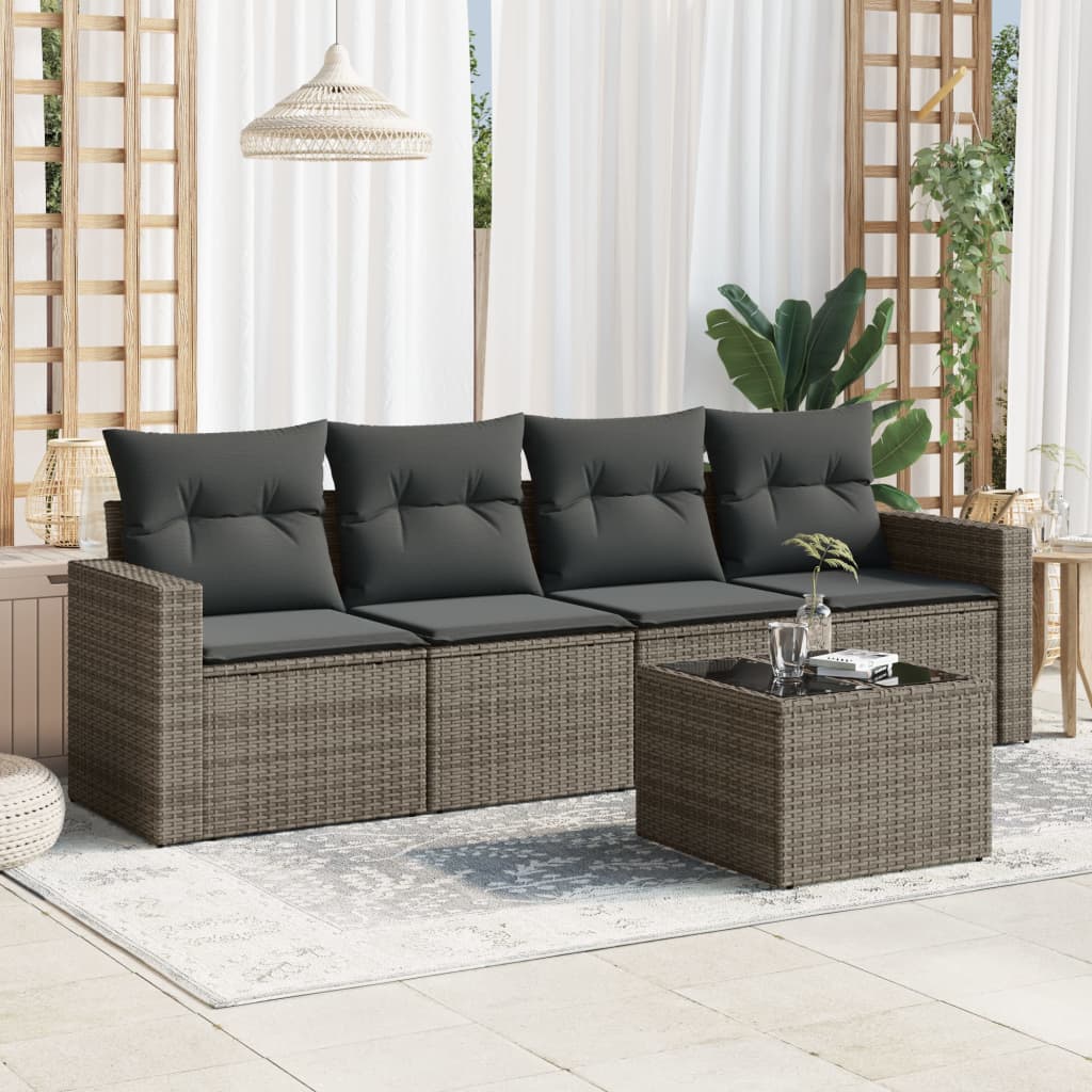 8721012972810_m_en_hd_1 vidaXL 5 Piece Garden Sofa Set with Cushions Grey Poly Rattan - Image 1