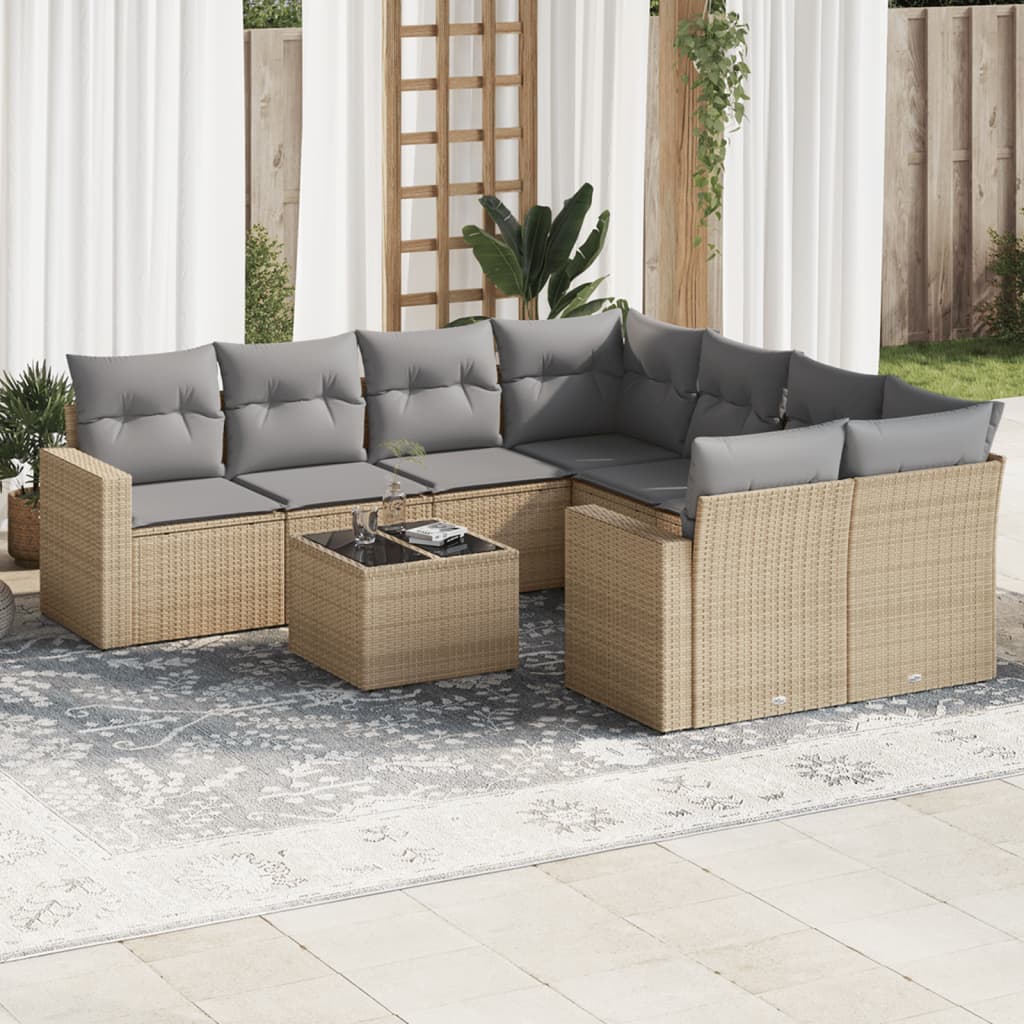 8721012973503_m_en_hd_1 vidaXL 9 Piece Garden Sofa Set with Cushions Beige Poly Rattan - Image 1