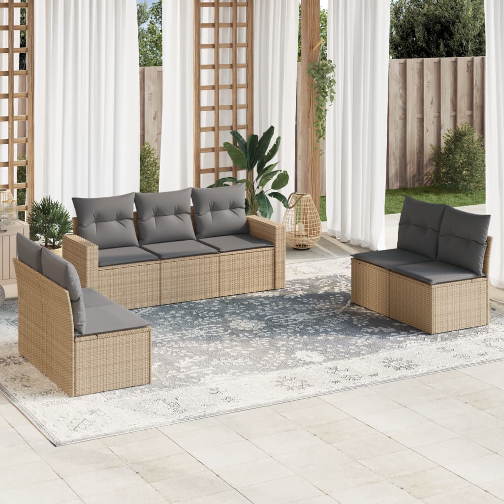8721012974203_m_en_hd_1 vidaXL 7 Piece Garden Sofa Set with Cushions Beige Poly Rattan - Image 1
