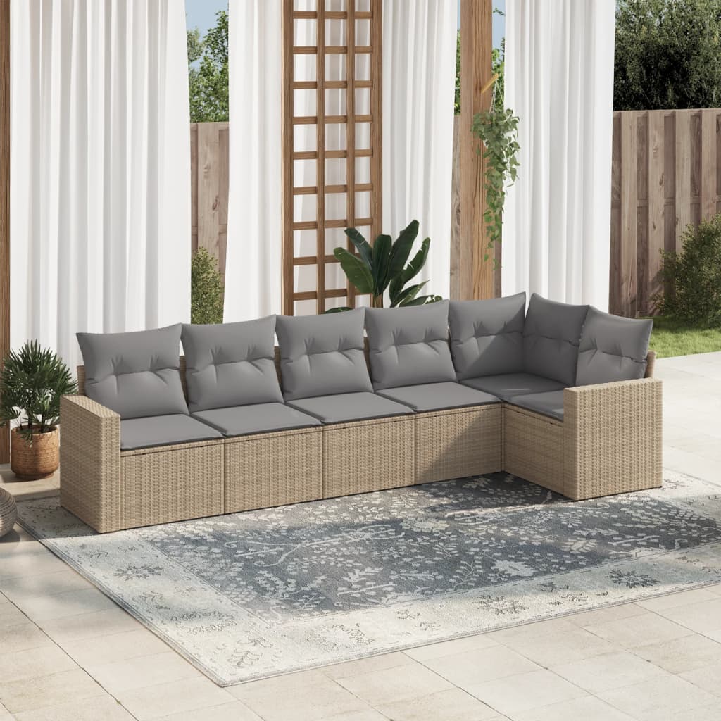 8721012975804_m_en_hd_1 vidaXL 6 Piece Garden Sofa Set with Cushions Beige Poly Rattan - Image 1