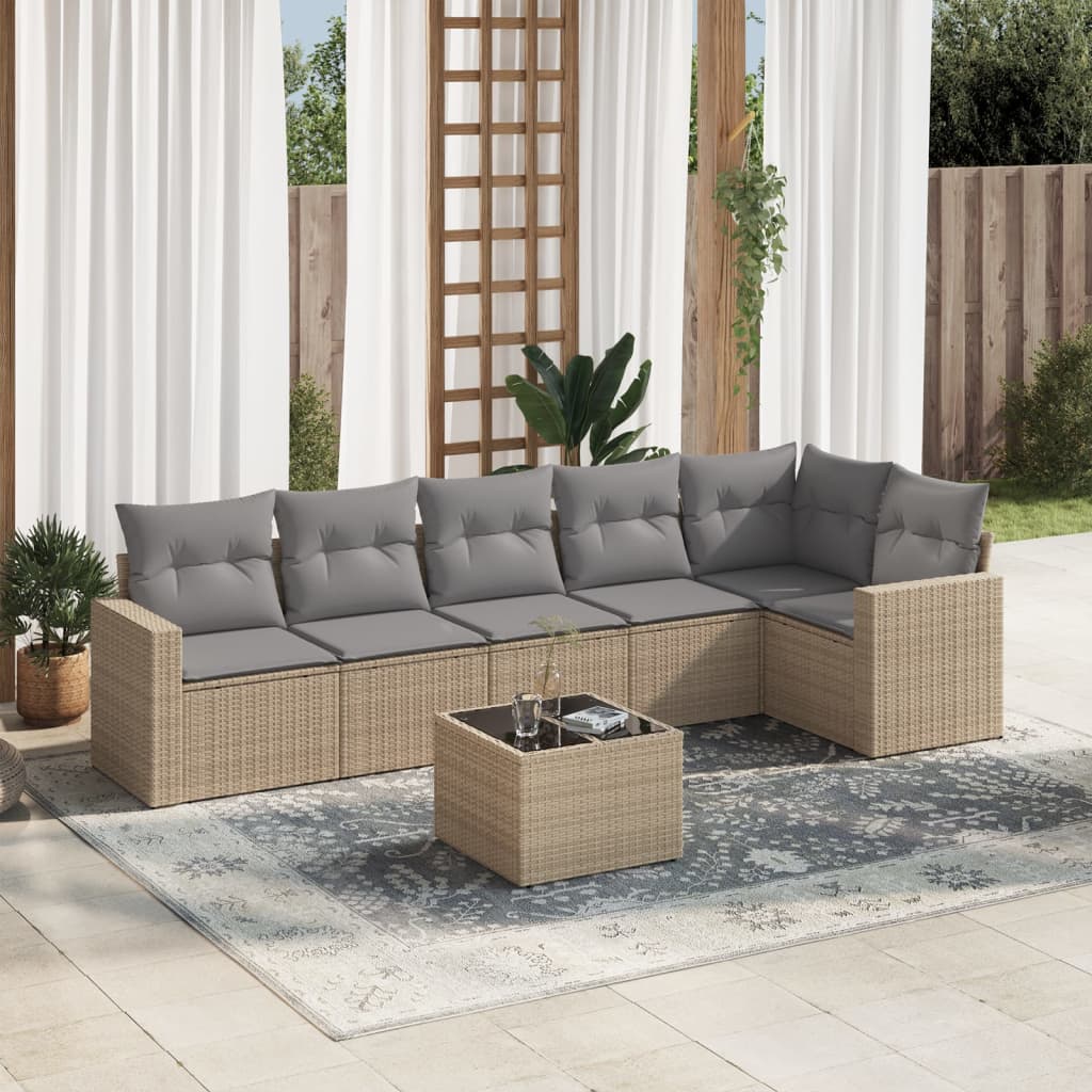 8721012975903_m_en_hd_1 vidaXL 7 Piece Garden Sofa Set with Cushions Beige Poly Rattan - Image 1