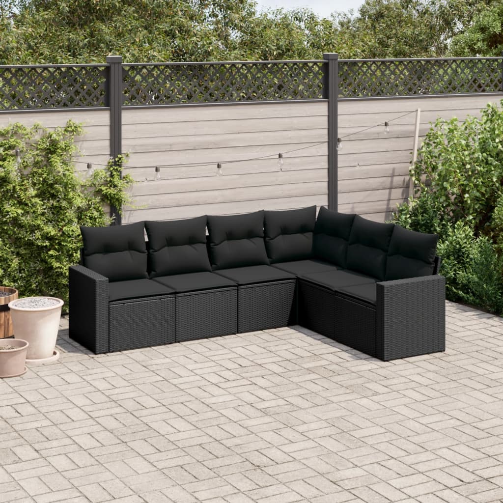 8721012975965_m_en_hd_1 vidaXL 6 Piece Garden Sofa Set with Cushions Black Poly Rattan - Image 1