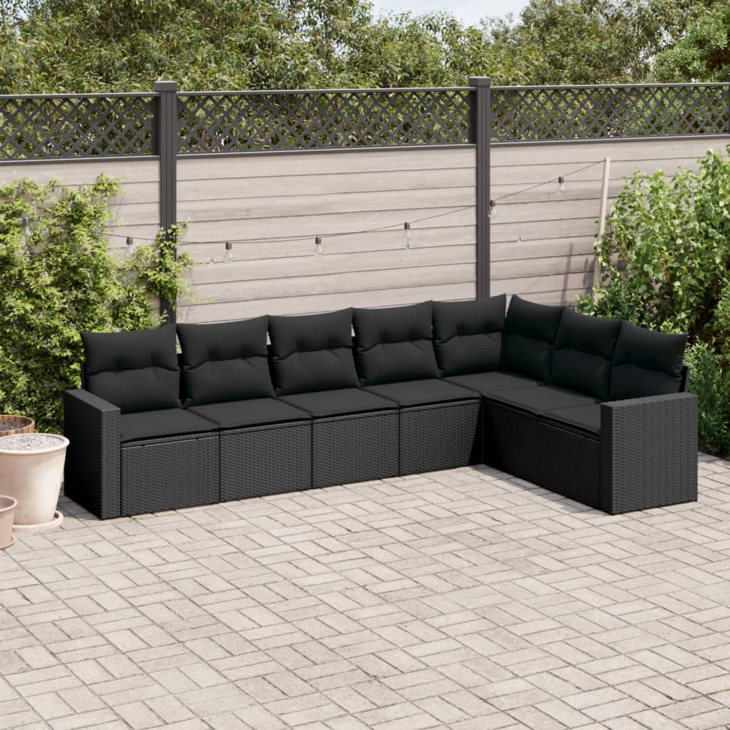 8721012976368_m_en_hd_1 vidaXL 7 Piece Garden Sofa Set with Cushions Black Poly Rattan - Image 1