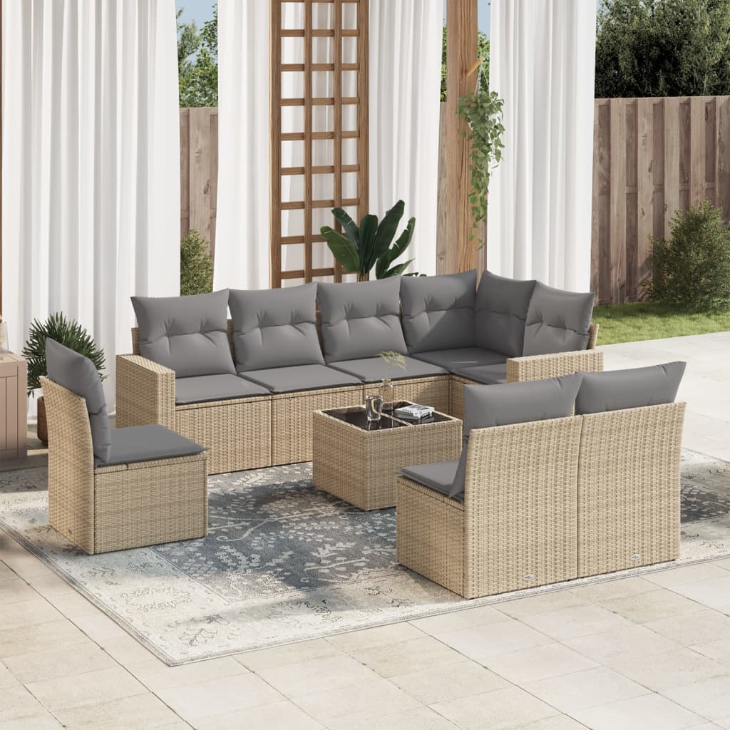 8721012976702_m_en_hd_1 vidaXL 9 Piece Garden Sofa Set with Cushions Beige Poly Rattan - Image 1