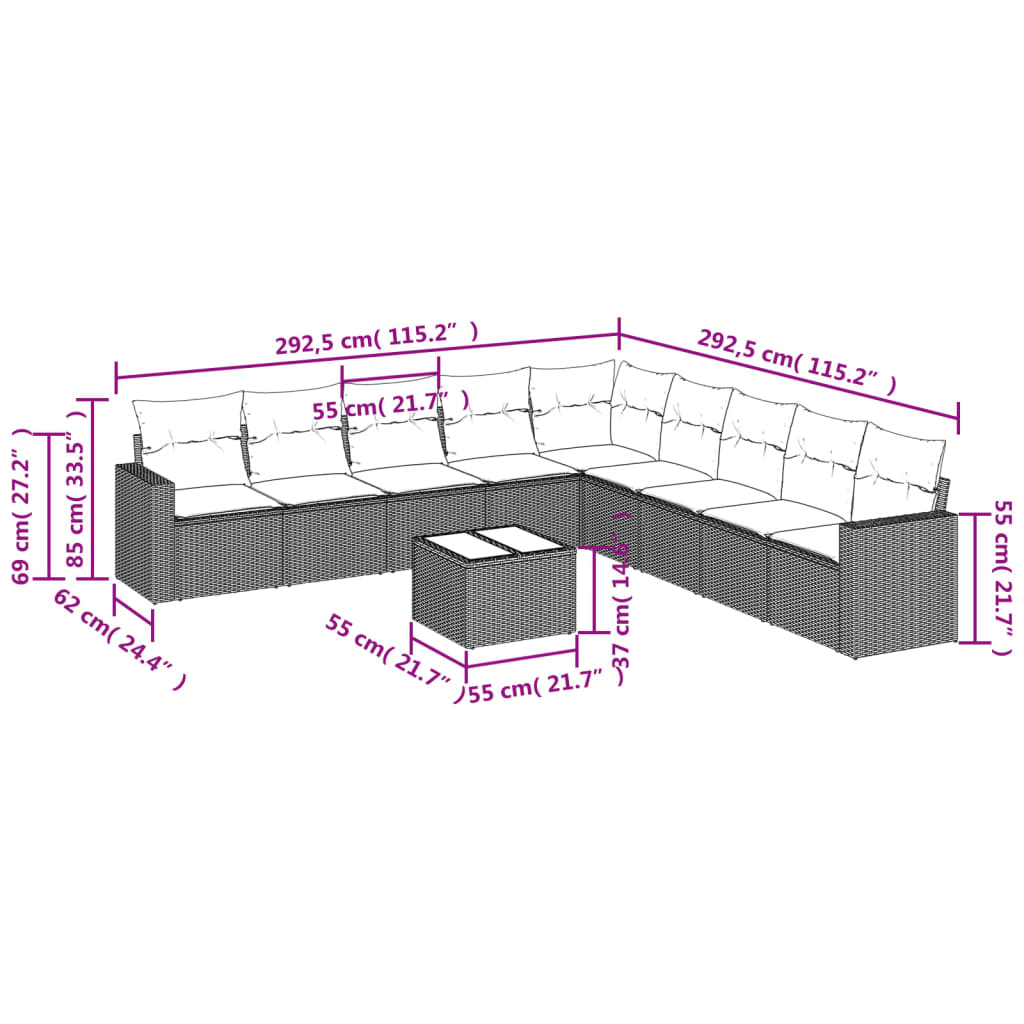 8721012976863_g_en_hd_1 vidaXL 10 Piece Garden Sofa Set with Cushions Black Poly Rattan - Image 3