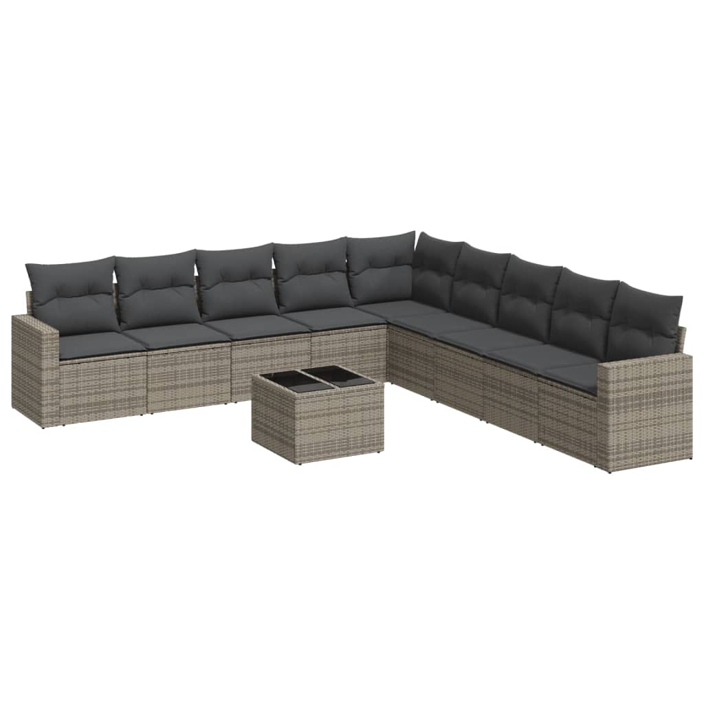 8721012976917_a_en_hd_1 vidaXL 10 Piece Garden Sofa Set with Cushions Grey Poly Rattan - Image 2