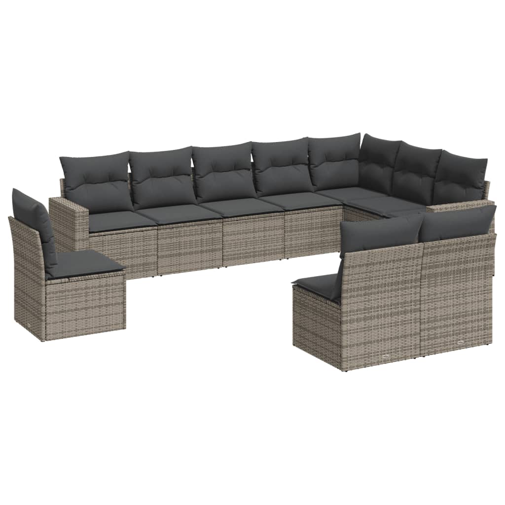 8721012977013_a_en_hd_1 vidaXL 10 Piece Garden Sofa Set with Cushions Grey Poly Rattan - Image 2