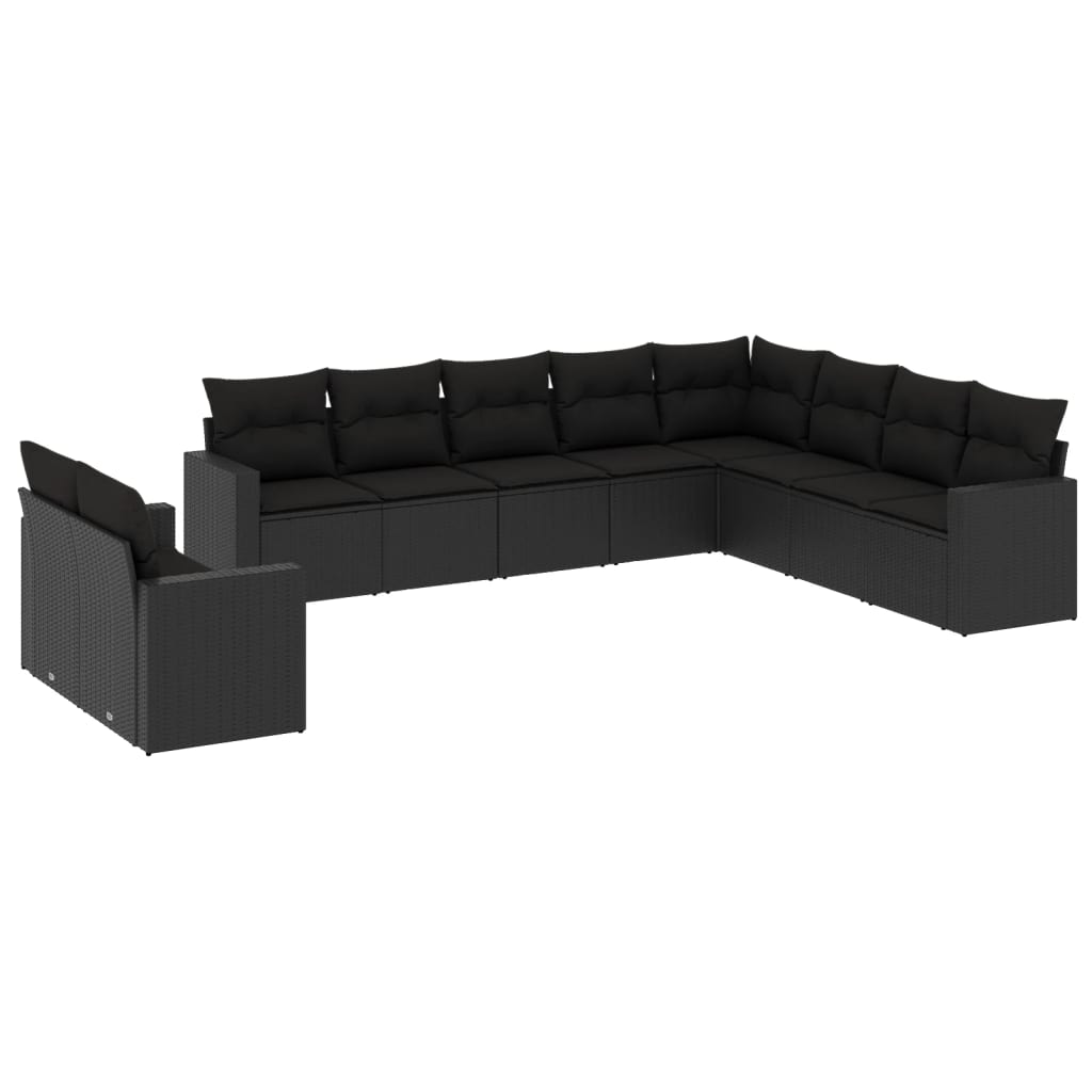 8721012977563_a_en_hd_1 vidaXL 10 Piece Garden Sofa Set with Cushions Black Poly Rattan - Image 2