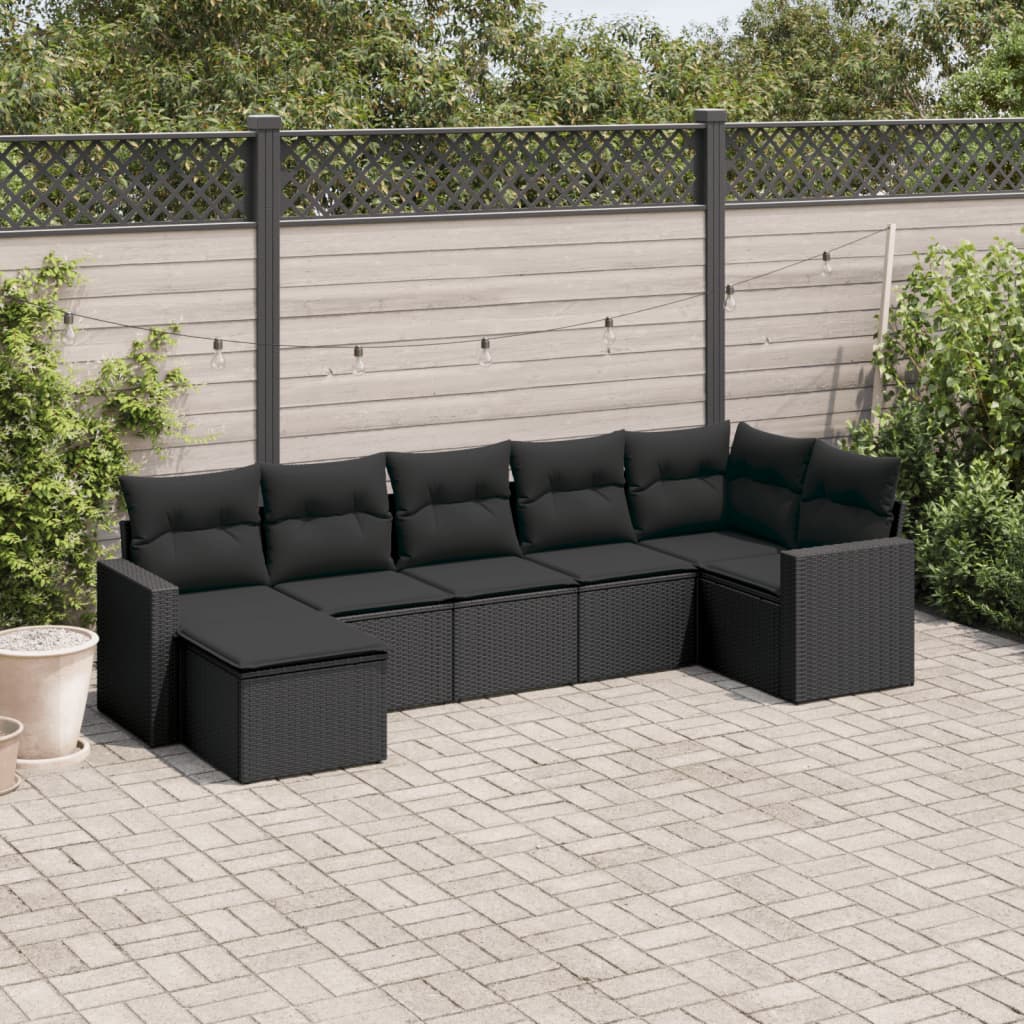 8721012978669_m_en_hd_1 vidaXL 7 Piece Garden Sofa Set with Cushions Black Poly Rattan - Image 1