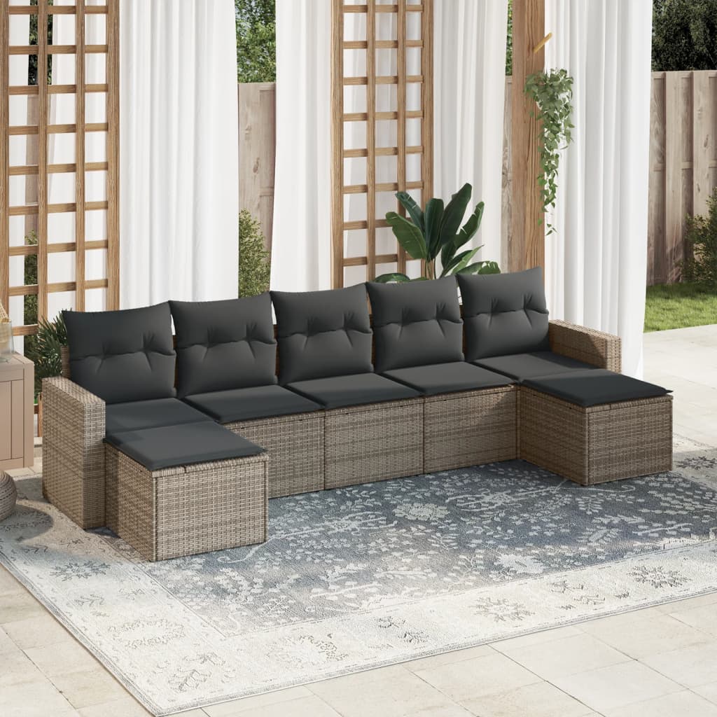 8721012979314_m_en_hd_1 vidaXL 7 Piece Garden Sofa Set with Cushions Grey Poly Rattan - Image 1