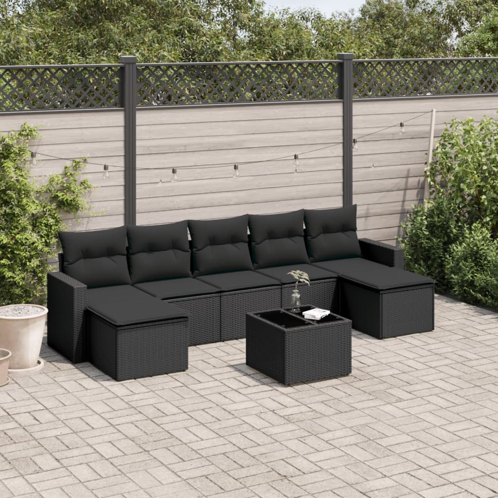 8721012979369_m_en_hd_1 vidaXL 8 Piece Garden Sofa Set with Cushions Black Poly Rattan - Image 1