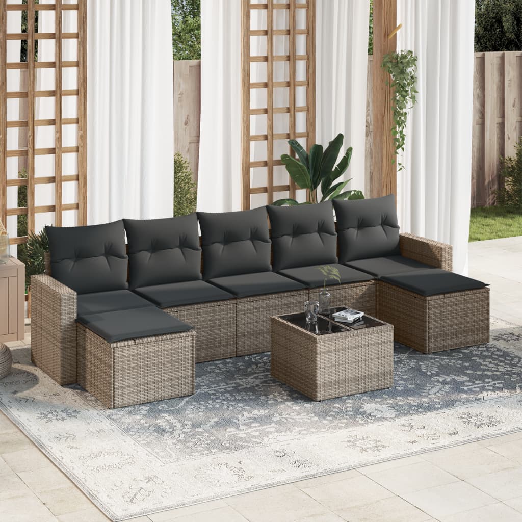 8721012979413_m_en_hd_1 vidaXL 8 Piece Garden Sofa Set with Cushions Grey Poly Rattan - Image 1