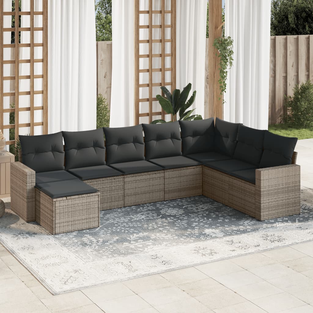 8721012979512_m_en_hd_1 vidaXL 8 Piece Garden Sofa Set with Cushions Grey Poly Rattan - Image 1